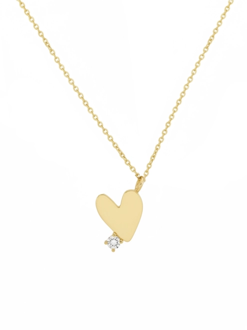 Подвеска Сердце с цирконом желтая позолота Youko (под гравировку)