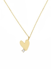 Подвеска Сердце с цирконом желтая позолота Youko (под гравировку)