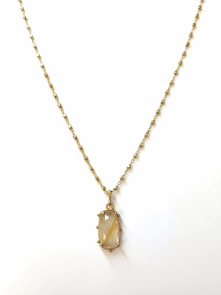 Підвіска Великий Камінь ланцюг з крапками в позолоті Youko