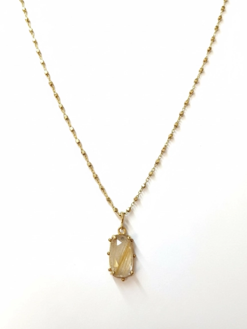 Подвеска Большой Камень цепь с точками в позолоте Youko