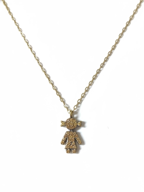 Підвіска Дівчина помаранчевий Циркон в позолоті Youko