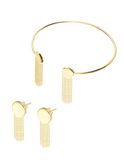 Набор 28 Бангл Монеты с цепями в серебре Youko