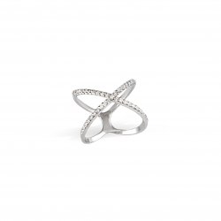 Кольцо серебряное Икс с камнями Youko