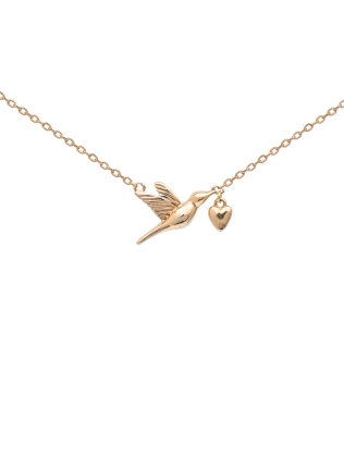 Подвеска серебряная Птица с Сердцем  Youko желтая позолота 