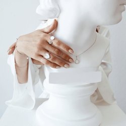 Кольцо серебряное Монетки с Белой эмалью Youko