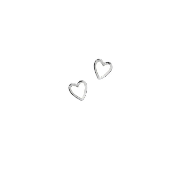 Сережки срібні Серце Маленьке з емаллю Youko біле