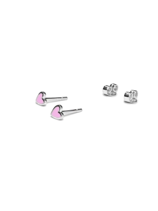 Сережки срібні Серце Маленьке з емаллю Youko рожеве 2