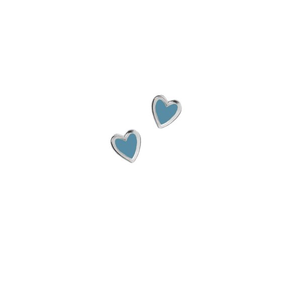 Сережки срібні Серце Маленьке з емаллю Youko блакитне
