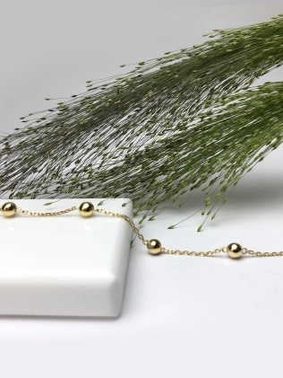 Браслет срібний Кульки Одинарний Youko жовта позолота 2