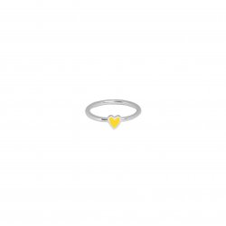 Кольцо серебряное Сердце Маленькое с эмалью Youko желтое