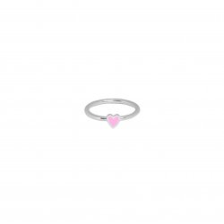 Кольцо серебряное Сердце Маленькое с эмалью Youko розовое