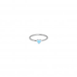 Кольцо серебряное Сердце Маленькое с эмалью Youko голубое