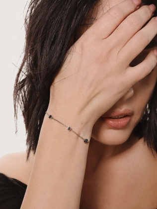 Браслет срібний Кубики на якірному ланцюжку Youko 2