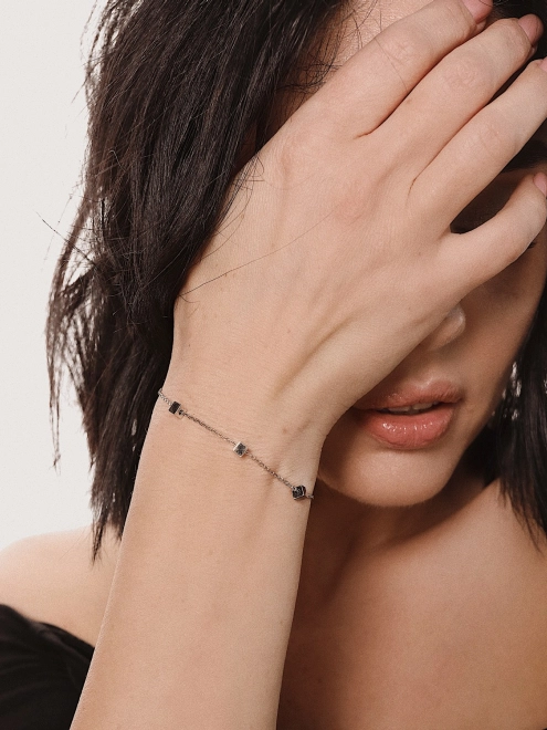 Браслет серебряный Кубики на якорной цепочке Youko