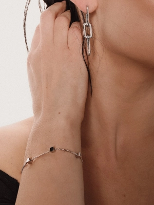 Браслет серебряный Кубики на якорной цепочке Youko 2