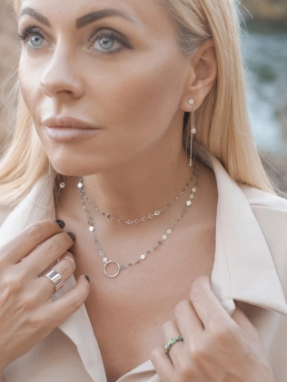 Серьги серебряные Монеты на цепочке Youko 2