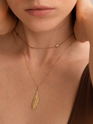 Підвіска срібна Перо Youko жовта позолота 2