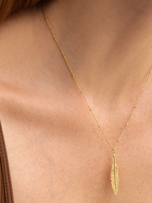 Подвеска серебряная Перо Youko желтая позолота