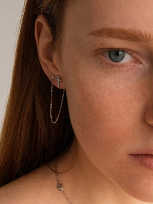 Серьги серебряные Крестики Youko пусеты 2