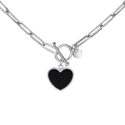 Підвіска срібна Ланки Серце Youko з емаллю чорне