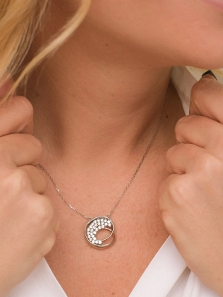 Подвеска серебряная Спираль Россыпь камней Youko 2