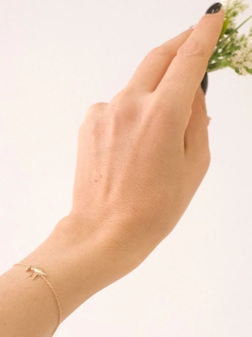 Браслет срібний Птах з Серцем Youko в позолоті