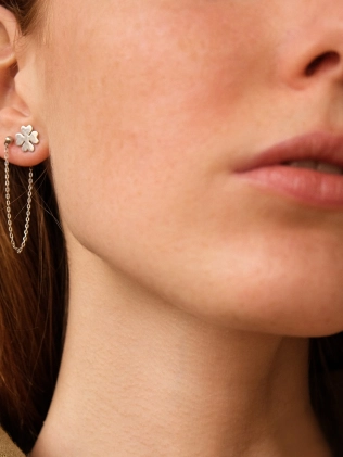 Серьги серебряные Клевер пусеты Youko - купить в интернет-магазине Youko – цена в Украине, отзывы, фото 2