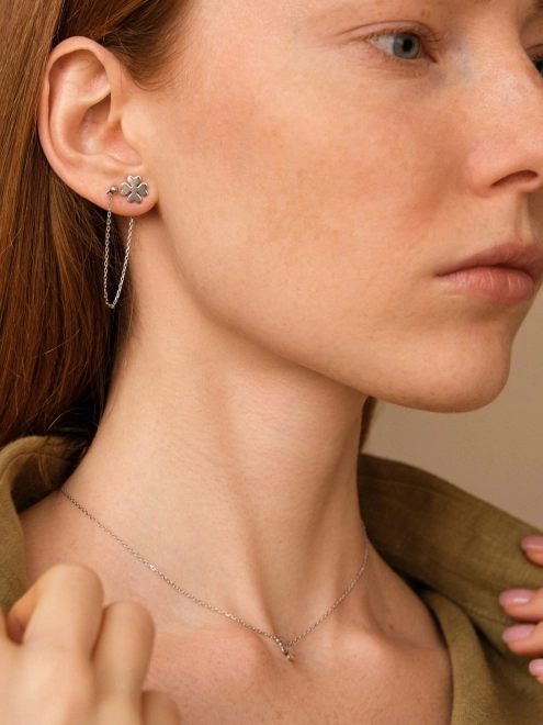 Серьги серебряные Клевер пусеты Youko - купить в интернет-магазине Youko – цена в Украине, отзывы, фото