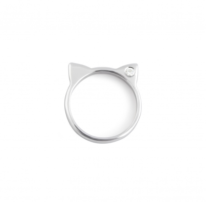 Кольцо серебряное Кошка Youko с камнем