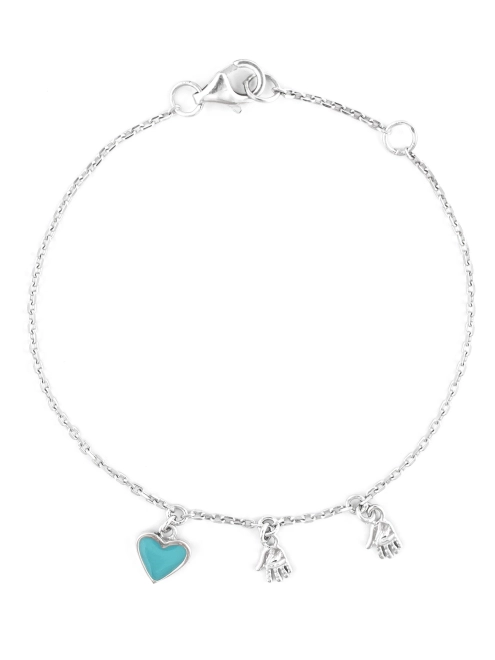 Браслет срібний Мама Двох серце Youko кольору Тіффані