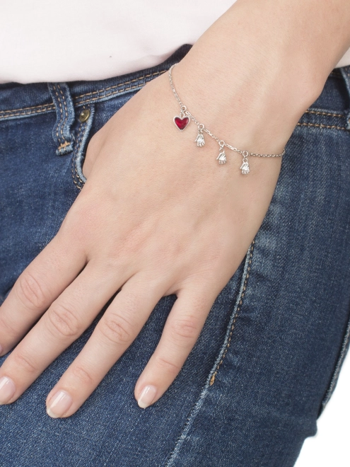 Браслет серебряный Мама Троих сердце Youko рубиновое