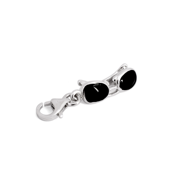 Шарм срібний Окуляри Youko з чорною емаллю на браслет