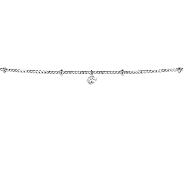 Браслет серебряный Точки с цирконом на панцирной цепочке Youko