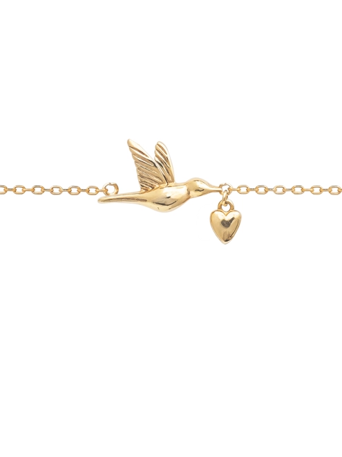 Браслет срібний Птах з Серцем Youko в позолоті