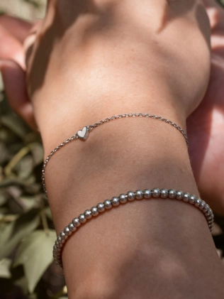 Браслет серебряный Сердце Маленькое Youko эмаль белая 2