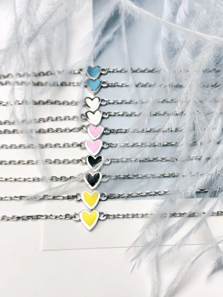 Браслет срібний Серце Маленьке Youko емаль чорна 2